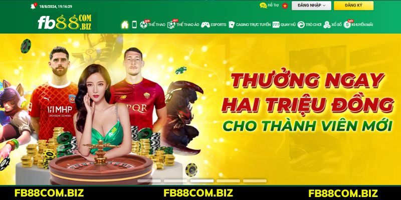 Nút lệnh nằm ở ngay phía góc của trang chủ fb88